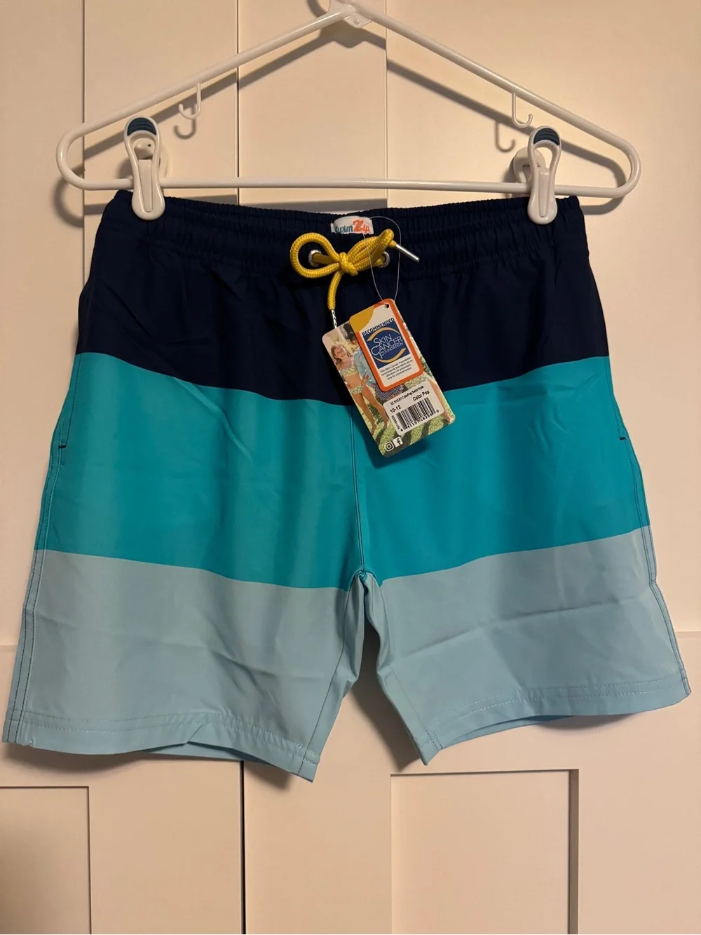 Swimzip Boy’s Colorblock Blue Stripe Swim Trunks